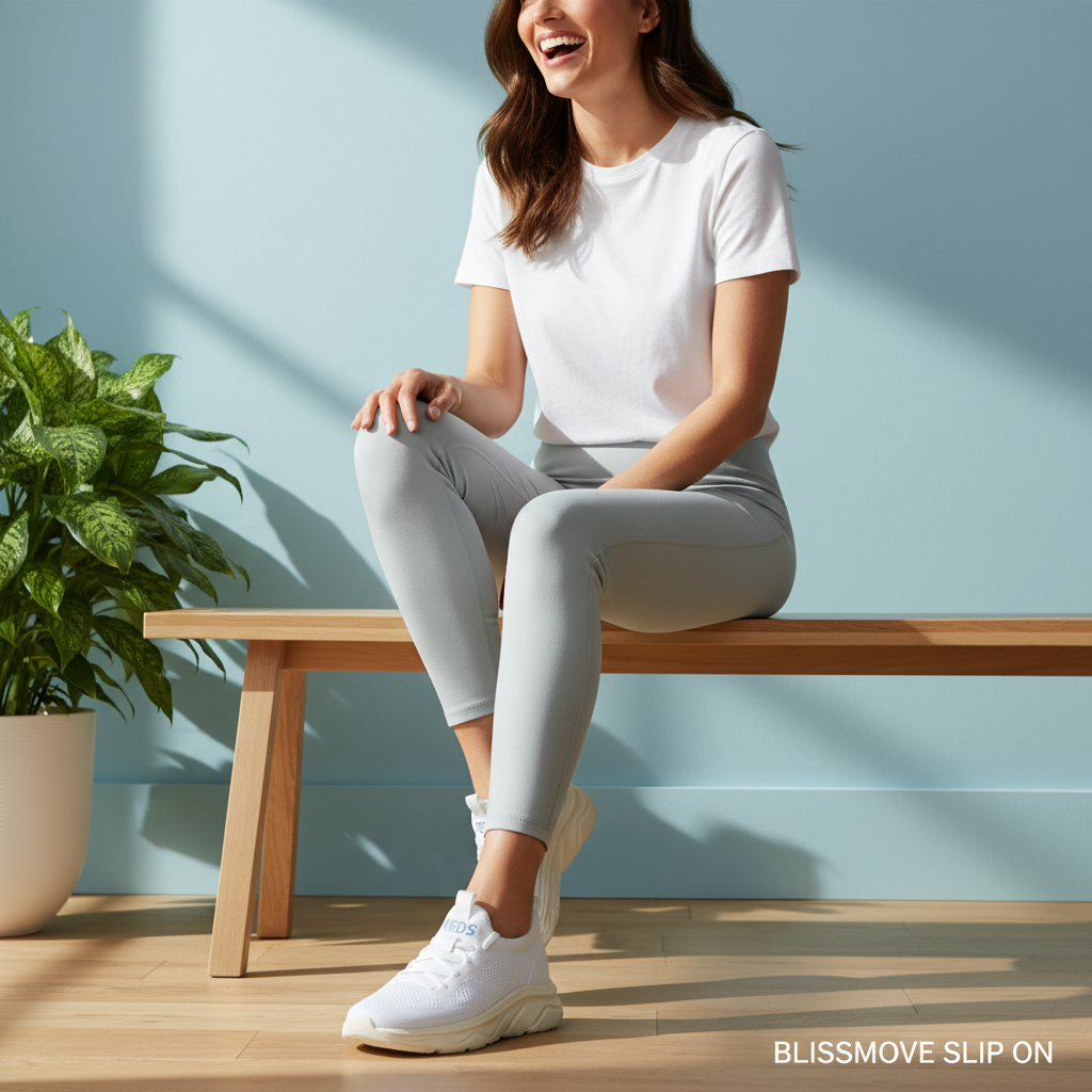 Women's Blissmove Slip On Eng Knit Snow White/Parchment Sneaker (BMSLIP5111-WF69404)