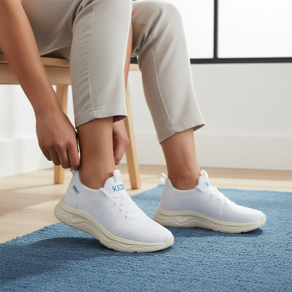 Women's Blissmove Slip On Eng Knit Snow White/Parchment Sneaker (BMSLIP5111-WF69404)