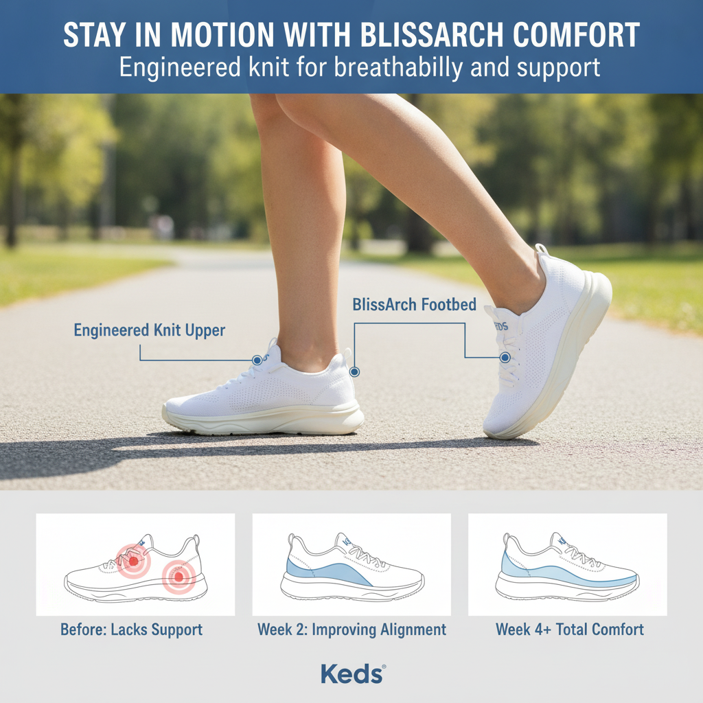 Women's Blissmove Slip On Eng Knit Snow White/Parchment Sneaker (BMSLIP5111-WF69404)