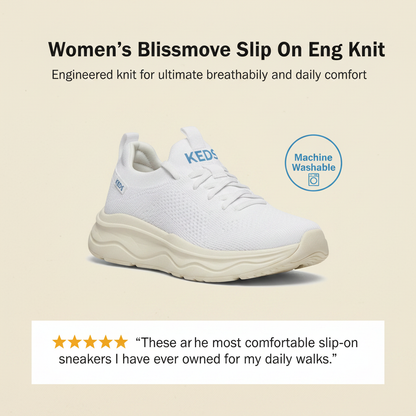 Women's Blissmove Slip On Eng Knit Snow White/Parchment Sneaker (BMSLIP5111-WF69404)